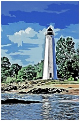 Five Mile Point Light Tower - Digital Painting